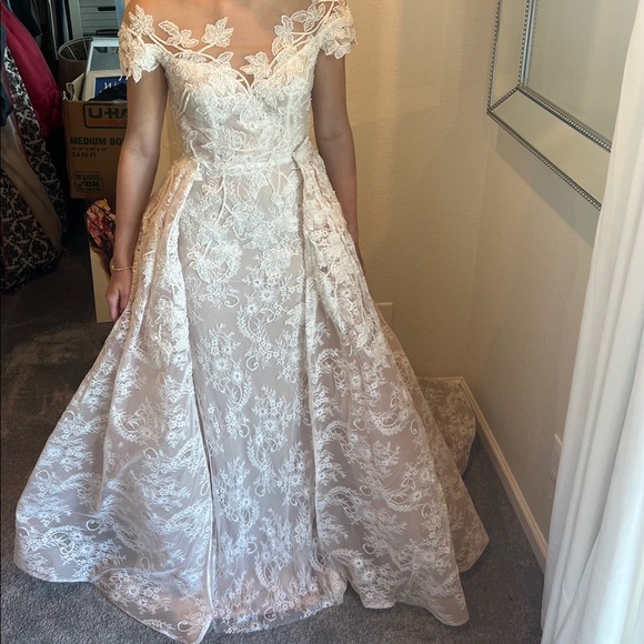 Tarik Ediz 93627 Lace Embroidered Wedding Dress - Picture 6 of 10